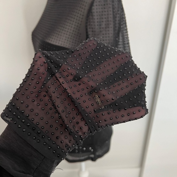 Generation Love COLE Crystal Beaded Black Elegant Long Sleeve Top NWT Large - Picture 6 of 9